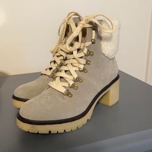 VICI Dolls Conquest Heeled Shearling Lace-up Boot